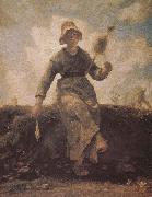 Jean Francois Millet The girl weave oil painting on canvas